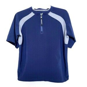 DeMarini Boys quarter zip Warm Up Jacket Medium Navy Blue Short Sleeve Baseball